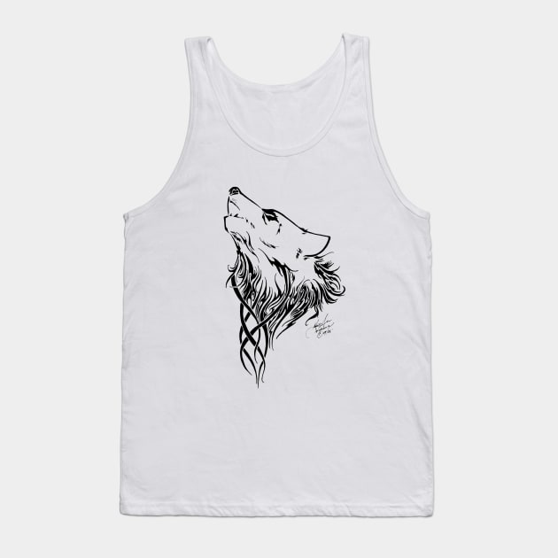 Tribal Wolf Tank Top by tigressdragon